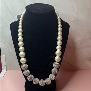 J. Crew Pearl and Crystal Ball Necklace NWT